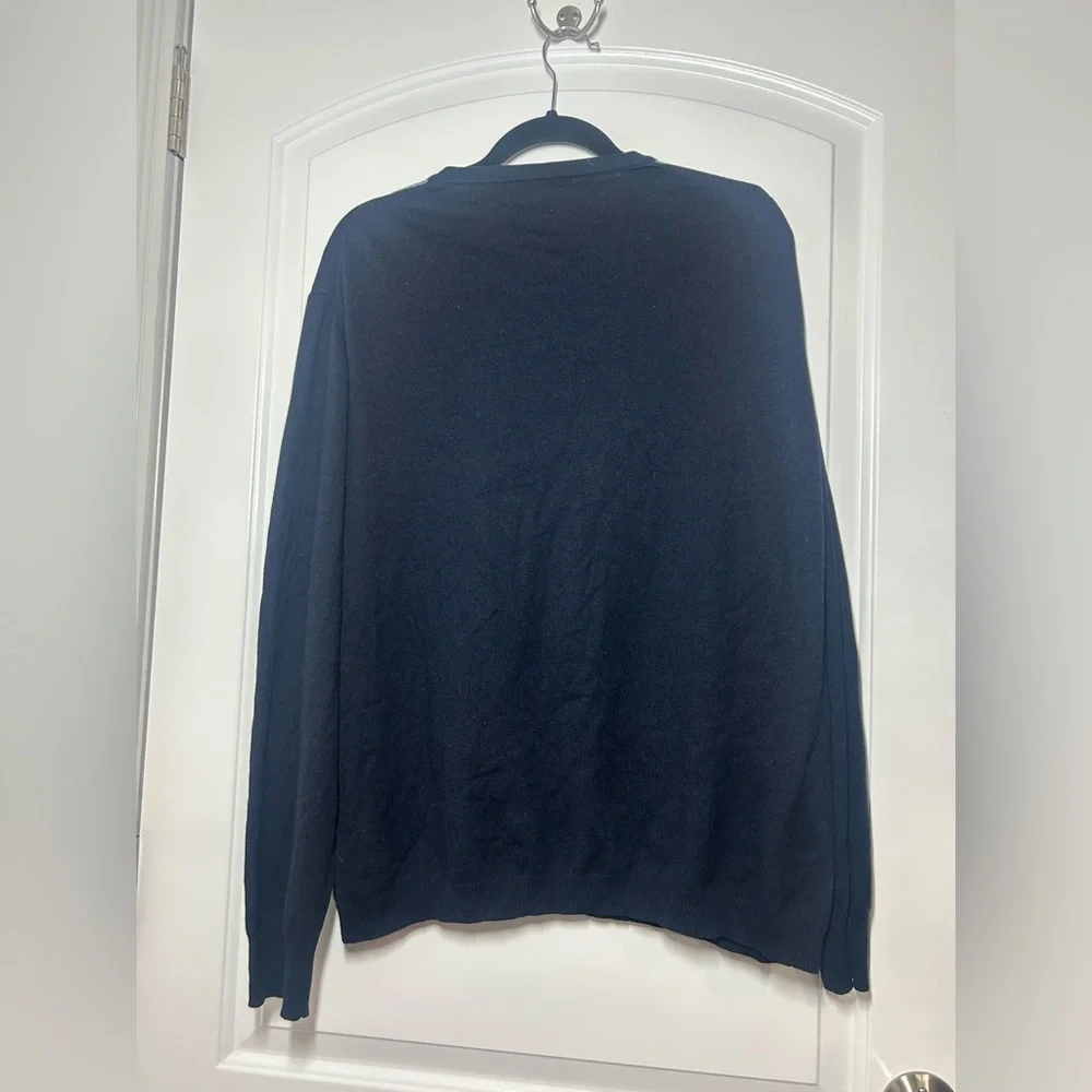 BANANA REPUBLIC Men's Blue Argyle Silk Cashmere V-neck Sweater Size XL preppy